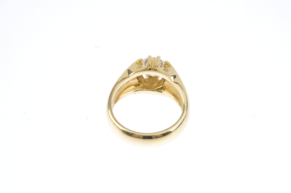 A gentleman's 18ct gold diamond single-stone ring. The brilliant-cut diamond, with grooved sides and - Image 3 of 3