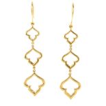 MAPPIN & WEBB - a pair of 18ct gold 'Ivy' earrings. Each of openwork design, comprising three