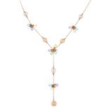 LINKS OF LONDON - a cultured pearl and gem-set necklace. Designed as an alternating bi-colour