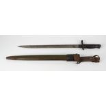 A World War I era American bayonet, with 17-inch fullered blade stamped REMINGTON 1917 US, with