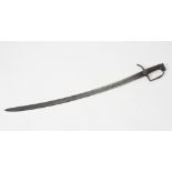 An early English military sword, the carved wooden grip within engraved handle and hilt, further