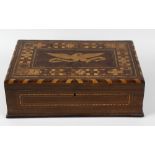Two 19th century inlaid walnut boxes. The first with hinged rectangular cover centred by a panel