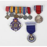 A group of World War I era items , to include: a group of Great War miniature medals, RAF 'Knight