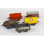 Two boxes containing a good mixed selection of assorted 0 gauge model railway rolling stock, to