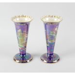 A pair of Fieldings Crown Devon lustre vases, of trumpet form on spreading circular foot, each