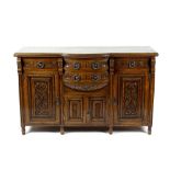 A small selection of furniture, comprising a late Victorian oak sideboard having a breakfront top