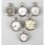 A bag containing seven various crown wind, key wind pocket watches and fob watches, to include some