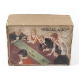 An early 20th century Chad Valley 'Escalado' table top horse racing game in original box. Box