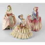 A group of six Royal Doulton figurines, to include Sweet Anne HN1330, Monica HN1467, Miss Demure