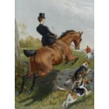 A pair of framed prints depicting hunting scenes, after J Charlton, the first titled 'A good start',