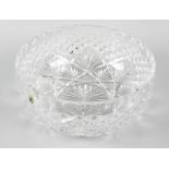 A Waterford crystal bowl of circular form with panel, hob-nail, strawberry and star cutting, 10 x