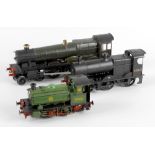 A scratchbuilt brass and metal bodied 0 gauge electric model railway saddle tank locomotive, a