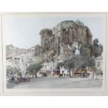 A group of five assorted prints, to include a Russell Flint example depicting a street scene and