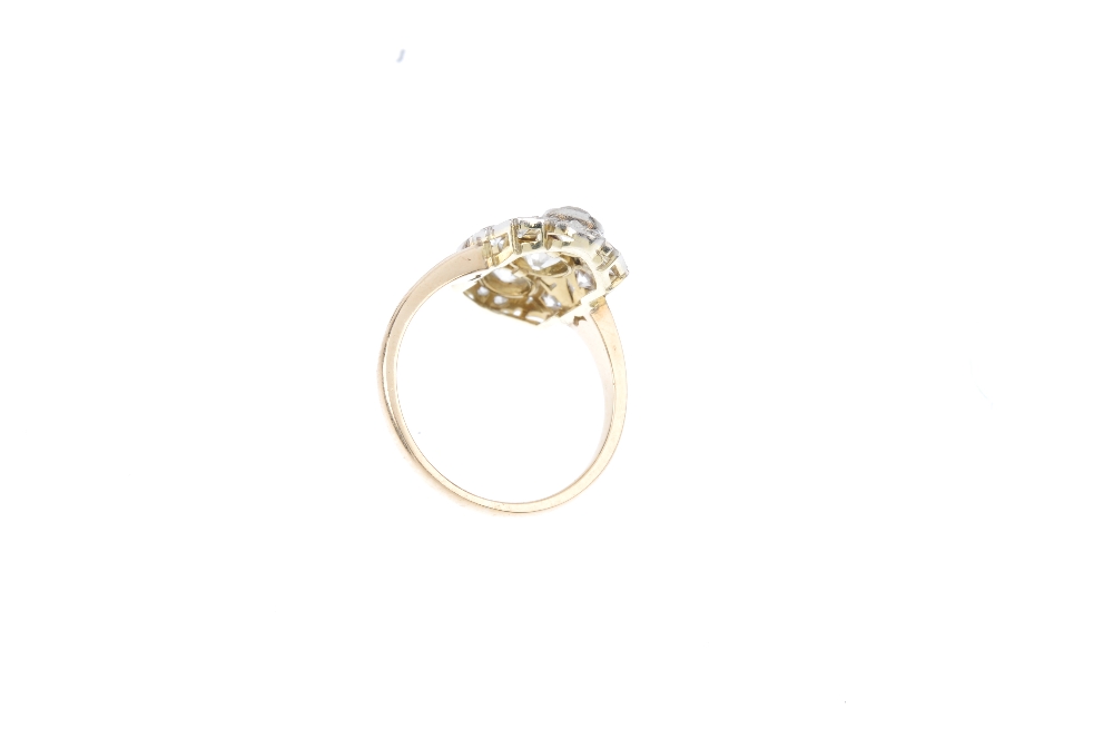 An early 20th century gold and platinum diamond dress ring. Designed as three graduated old-cut - Image 3 of 3