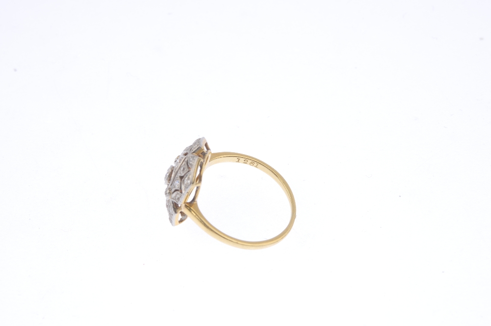 An Art Deco platinum and 18ct gold diamond ring. Of openwork design, the circular-cut diamond - Image 5 of 5