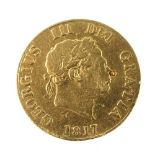 George III, Half-Sovereign 1817 (S 3786). Fine, cleaned, two attempted piercings on obverse, scratch