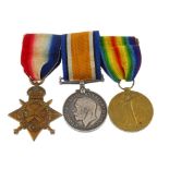 Great War Trio, 1914-15 Star, British War Medal 1914-20, Victory Medal, named to '90022. Pte. H.