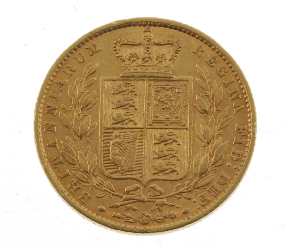 Victoria, Sovereign 1860, young head, rev. shield. Fine, localised scratches to obverse. Fine, - Image 2 of 2