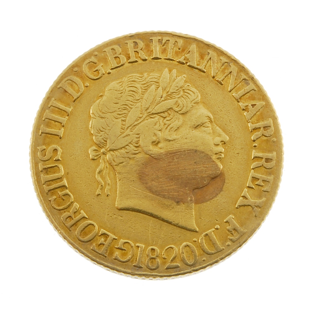 George III, Sovereign 1820. Fine, localised scratches to obverse. Fine, noticeable localised