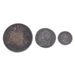 Victoria and Edward VII, sterling silver coins (13), Shilling 1758, Threepence1762, Peru, 1-Sol