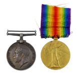 Great War Pair, British War Medal 1914-20, Victory Medal, named to '130422 Pte. J. Hobson. R.A.M.C.'