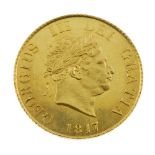 George III, Half-Sovereign 1817 (S 3786). Good extremely fine, hairline above bust. Good extremely