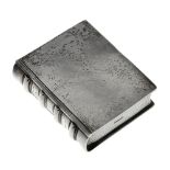 TIFFANY & CO. - a silver pill box. Designed in the form of a book, with the front cover hinged as