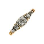 A late Georgian gold diamond ring. The five stone diamond ring with stones of graduated size, to the
