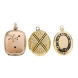 A selection of late 19th to early 20th century lockets. To include a circular 9ct gold back and