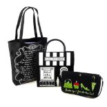 LULU GUINNESS - three bags and a purse. To include a satin tote featuring 'Lulu's 12 Suggestions for