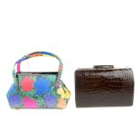 Two designer evening bags. To include a Philip Treacy bag featuring Andy Warhol's flowers print,