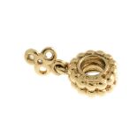 PANDORA - a gold charm. Designed as a charm with beaded detail, suspending a flower-shape drop set