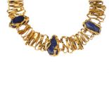 YVES SAINT LAURENT - a limited edition 1960s sodalite necklace. The collar of undulating ribbon