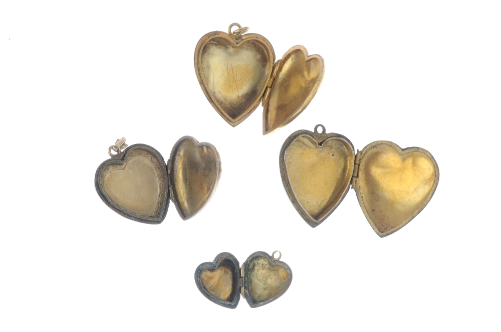 A selection of 9ct back and front lockets. Six of heart-shapes with varying engraved patterns, the - Image 3 of 3