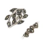 A selection of marcasite jewellery. To include rings, brooches, pendants and earrings. (33 and 5