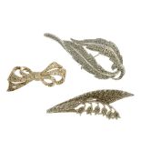 A large selection of marcasite jewellery. To include a brooch in the form of a bee, with a resin