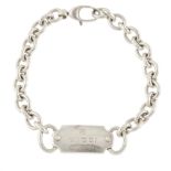 GUCCI - a bracelet and necklace. The necklace, a ball-link chain to the signed T-bar clasp, the