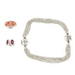 PANDORA - charm bracelet. The bracelet designed as six fine belcher-link chains cinched to a