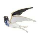 A selection of jewellery. To include a Norwegian enamel bird brooch by Hans Myhre, a Scandinavian