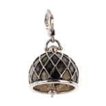 PAUL MORELLI - a silver meditation bell charm. Designed as a domed bell, with cross-hatched