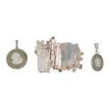 A selection of designer jewellery. To include two Wedgwood pendants, a Vendome ring, a Grosse silver