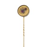 An early 20th century diamond stickpin. The circular stickpin head, with rope-twist border, to the