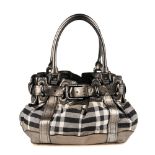 BURBERRY - a grey Shimmer Check Beaton handbag.