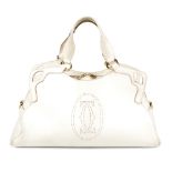 CARTIER - a white leather Marcello De Cartier handbag.