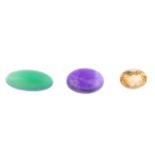 A selection of gemstones. Some gemstones possibly paste, composite, treated or synthetic. Due to the