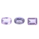 A selection of gemstones, to include amethyst, together with further assorted gemstones. Some