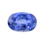 An oval-shape sapphire, weighing 1.83cts. Sapphire is a medium purplish blue. Sapphire medium