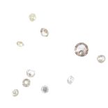 A selection of diamonds.Total weight 1.72cts. Some gemstones possibly paste, composite, treated or