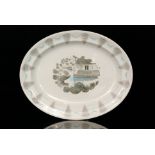 A large Wedgwood meat plate designed by Eric Ravilious in the Travel pattern with a central oval