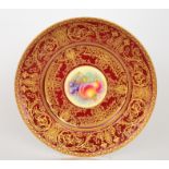 A 20th Century Royal Worcester cabinet plate decorated with a hand painted roundel by R.